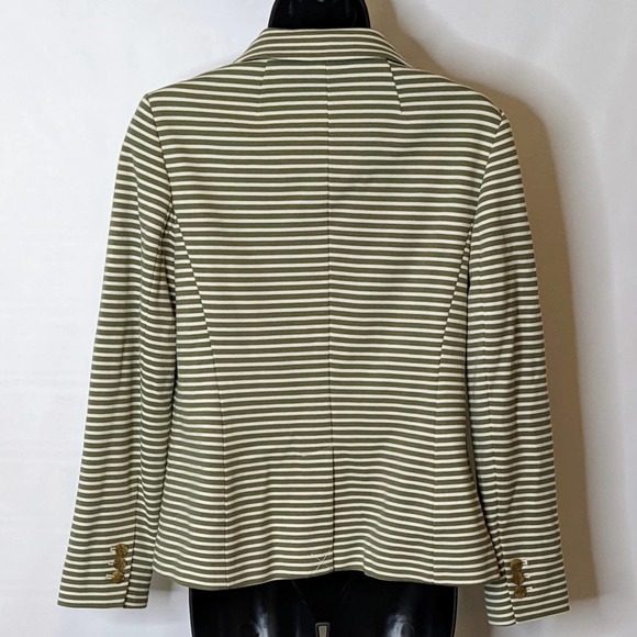 Talbots Sage Green and White Knit Striped Fitted Blazer Size 6P NWT - Picture 2 of 6